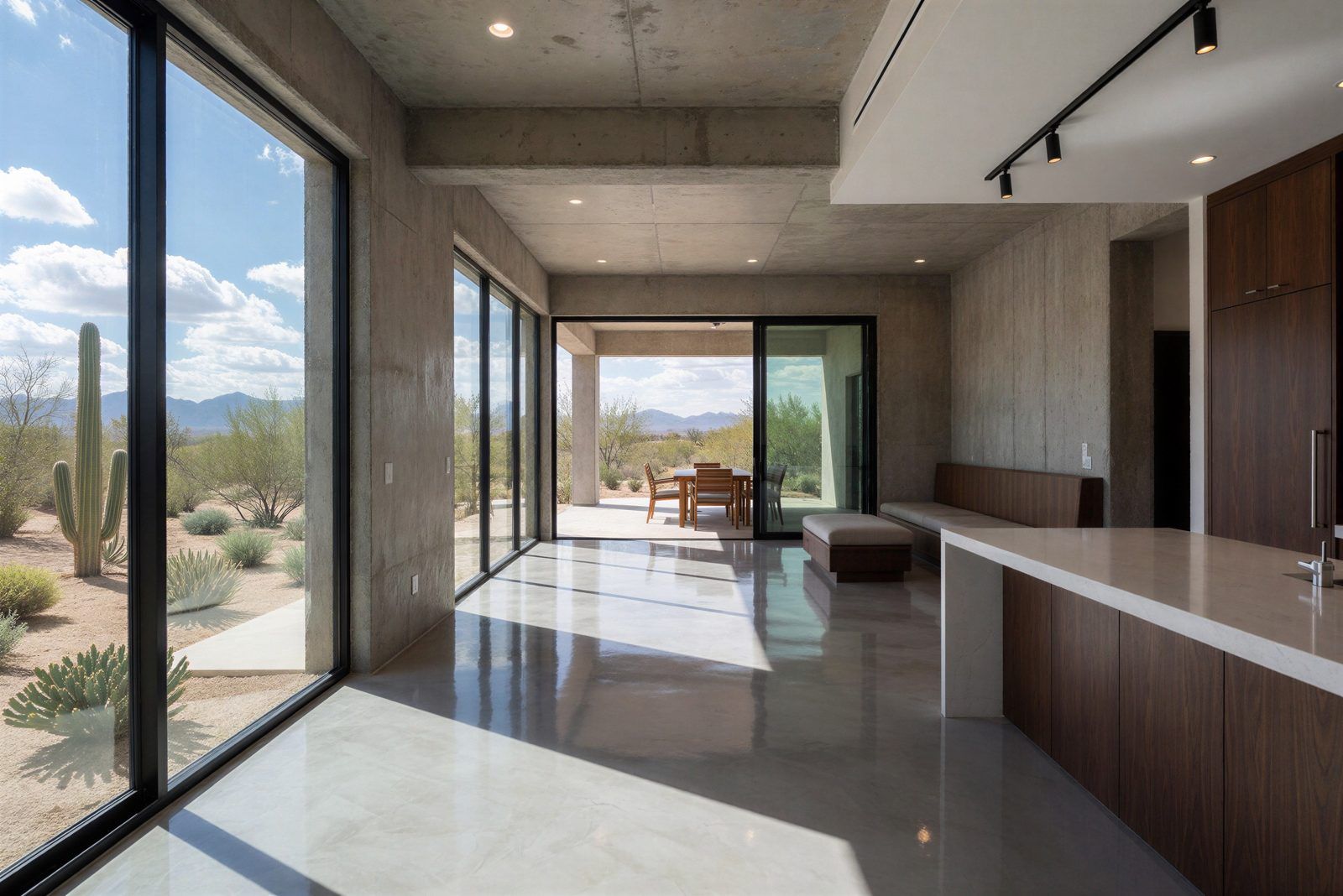 Seamless epoxy floor in a modern Maricopa desert home